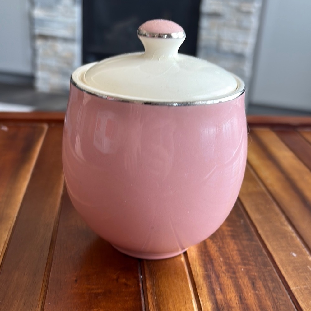 Chic Pink and Cream Ceramic Jar Sugar Dish